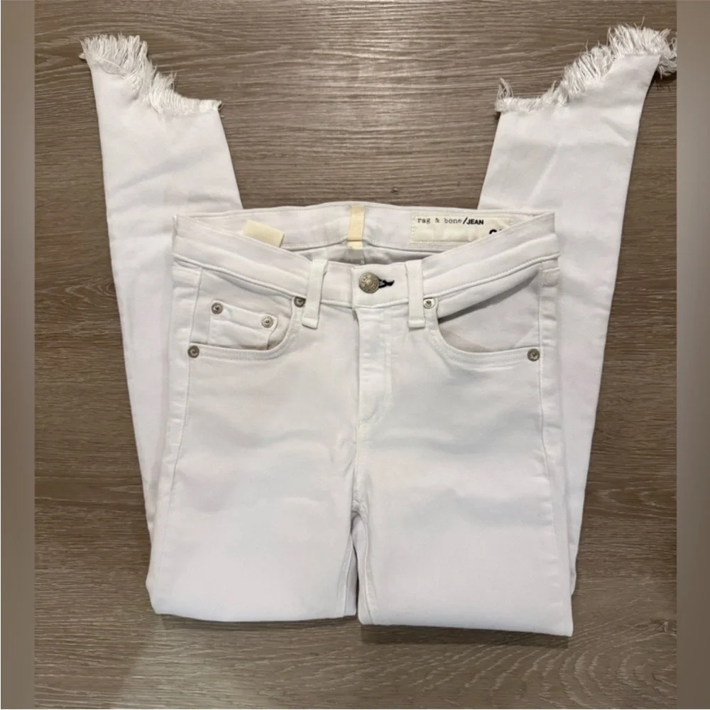 rag & bone White Raw Hem Skinny Ankle Jeans 25 Stretch - Picture 4 of 10